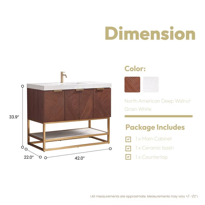 Mahon Single Bath Vanity with Composite Stone Top without Mirror