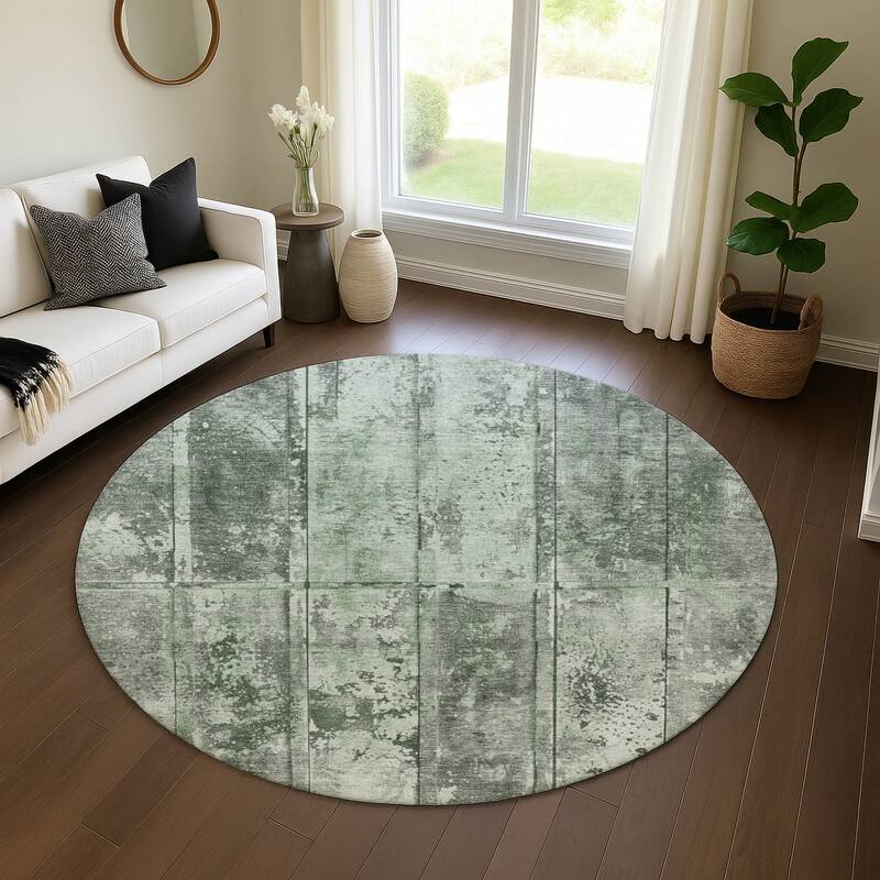 Premium Washable Super Soft Modern Panel Mayfield Rug - Green - 8' x 8'