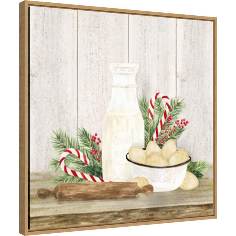 Christmas Kitchen II by Tara Reed Canvas Art Framed - 22 x 22 in
