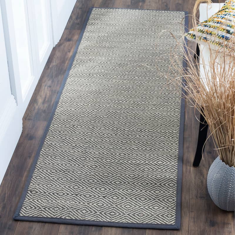 SAFAVIEH Natural Fiber Palma Jute Rug - 2'6" x 14' Runner - Natural/Dark Grey