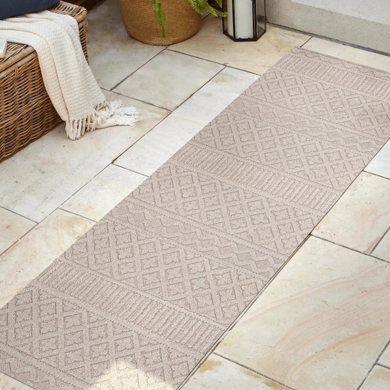 JONATHAN Y Duenas High-Low Two-Tone Monstera Leaf Area Rug
