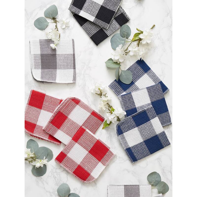 DII Black Buffalo Check Scrubber Dishcloth Set of 6