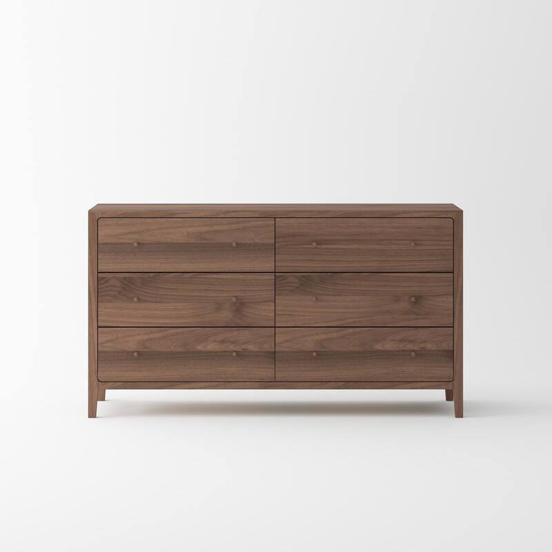 Isabella Mid Century Bedroom Set - Solid Black American Walnut (Bed + 1 Nightstand + Dresser)
