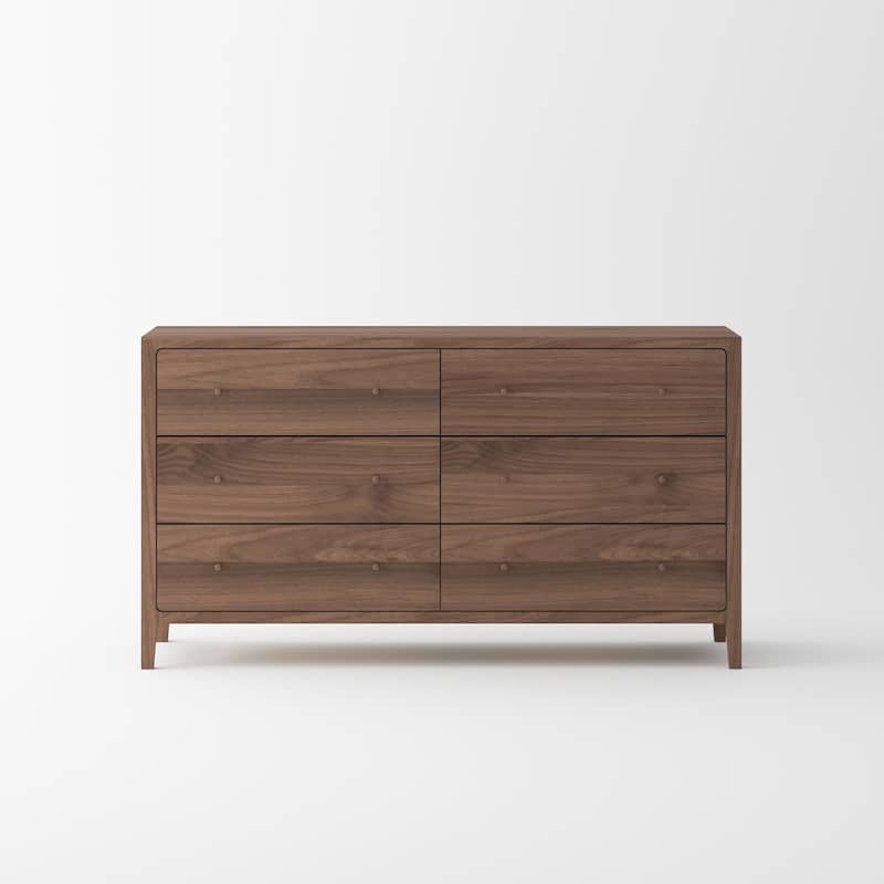 Isabella Mid Century Bedroom Set - Solid Black American Walnut (Bed + 1 Nightstand + Dresser + Chest)