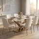 preview thumbnail 48 of 75, Voren Modern Rectangular Dining Table, Sintered Stone/Tempered Glass Top & Stainless Steel Gold Finish Pedestal Base