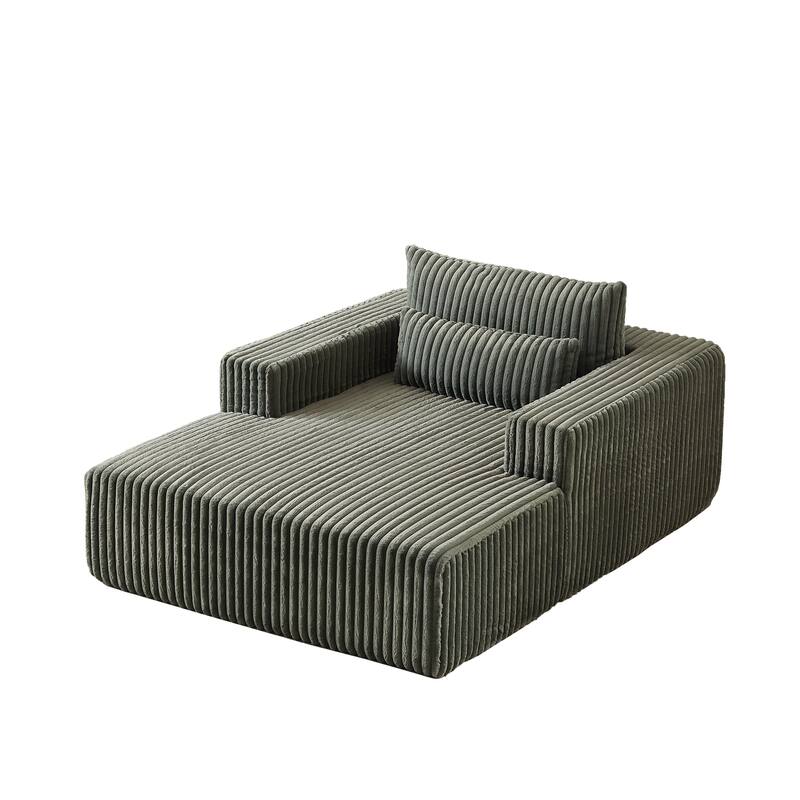 Plush Corduroy Fabric Modular Cloud Sofa with Backrest Pillow for Livingroom 75-Inch Fluffy Sleeper Sofa Bed