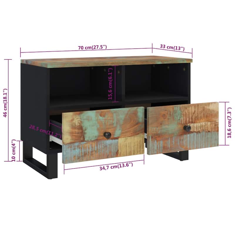 vidaXL TV Stand 27.6"x13"x18.1" Solid Wood Mango
