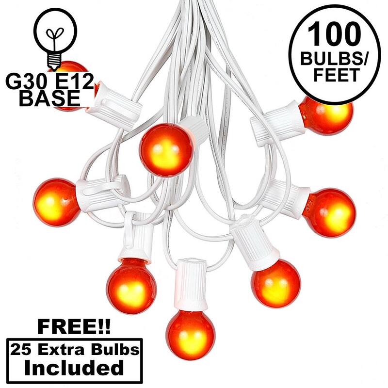 100 Foot G30 Outdoor Globe Patio String Lights - Set of 125 G30 Globe Bulbs