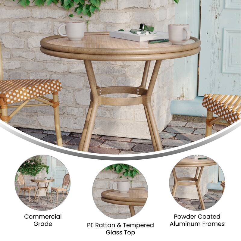 Indoor/Outdoor Commercial Glass Top Bistro Table