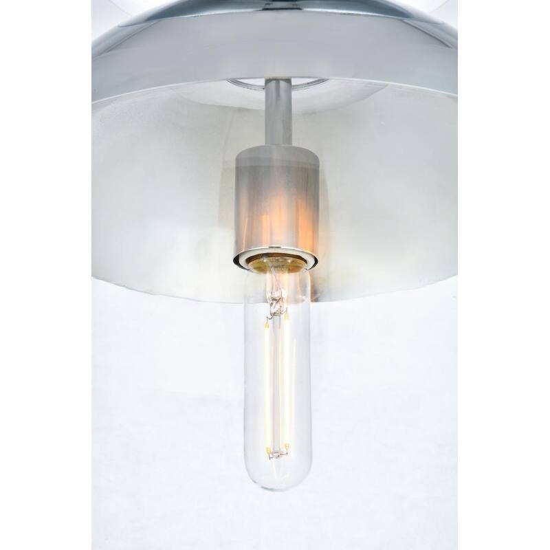 Mid-century Modern 1-light Flush Mount with Glass Orb Shade - N/A
