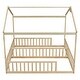 preview thumbnail 29 of 33, Double Twin House-Style Floor Bed with Fence,Guardrails,Without Door
