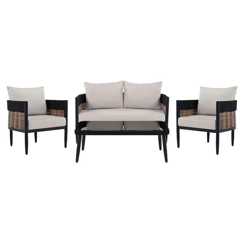 Safavieh Outdoor Living Harrison 4-Piece Set - 52"W x 28"D x 26"H