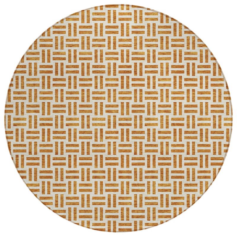 Machine Washable Indoor/ Outdoor Contemporary Basketweave Chantille Rug