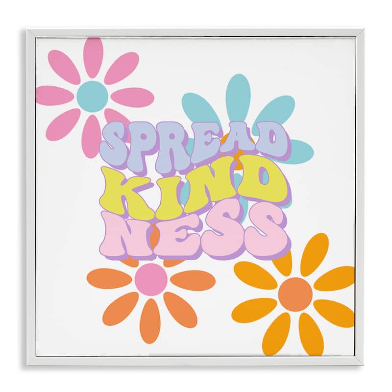 Stupell Groovy Spread Kindness Framed Giclee Art Design By Jesse Keith - 24 x 24 - White