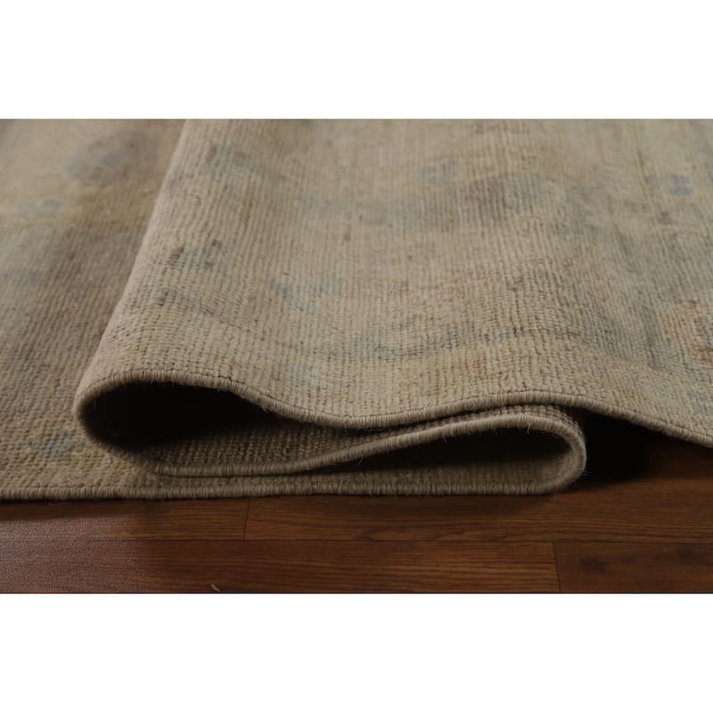 Floral Vegetable Dye Oushak Turkish Ug Handmade Wool Carpet - 8'10"x 12'0"