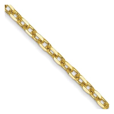 Curata 10k Yellow Gold 1.8mm Diamond Cut Cable Chain Necklace for Men or Women (Lobster)