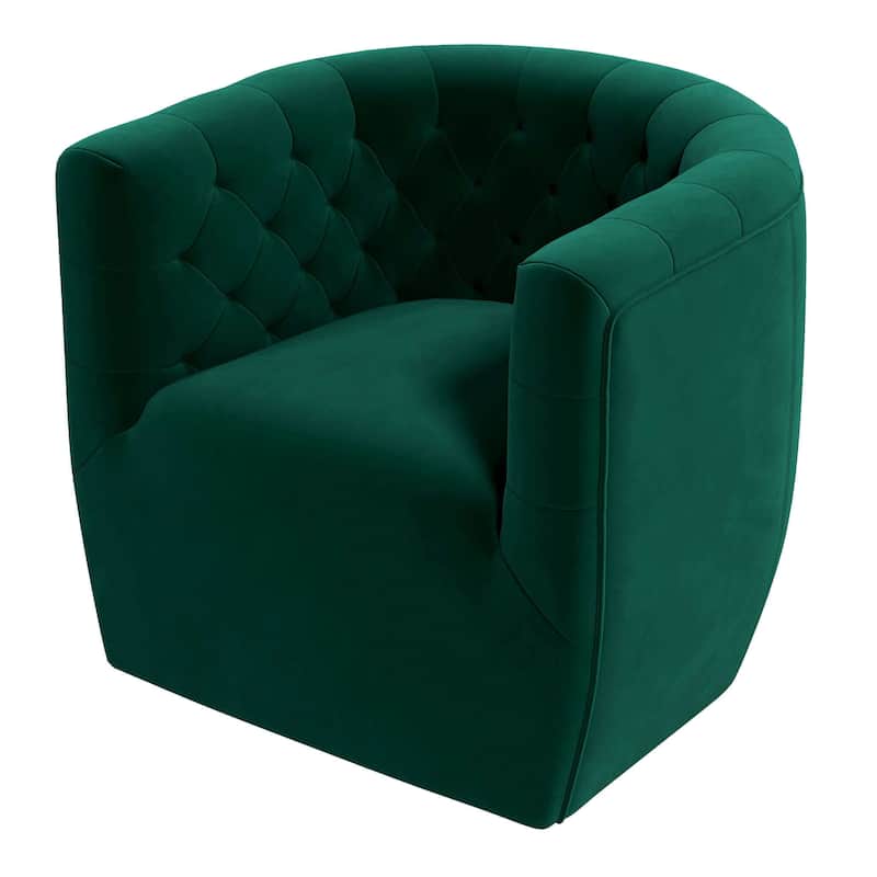 GDFStudio - Delaney Modern Velvet Swivel Chair with Tufted Back & Solid Wood Base - 28"W