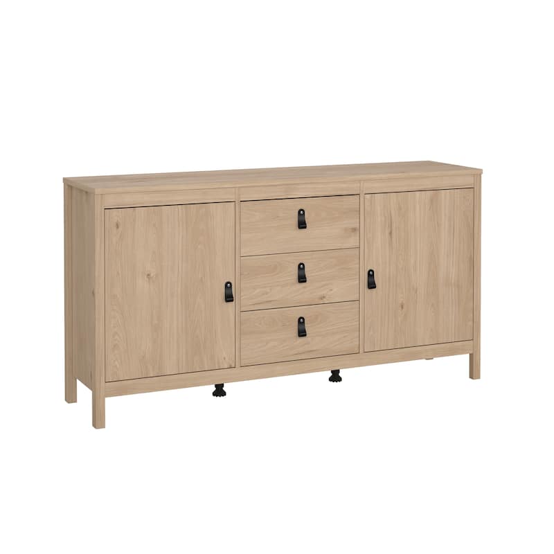 Porch & Den Madrid 2-Door Sideboard with 3-Drawers - Jackson Hickory