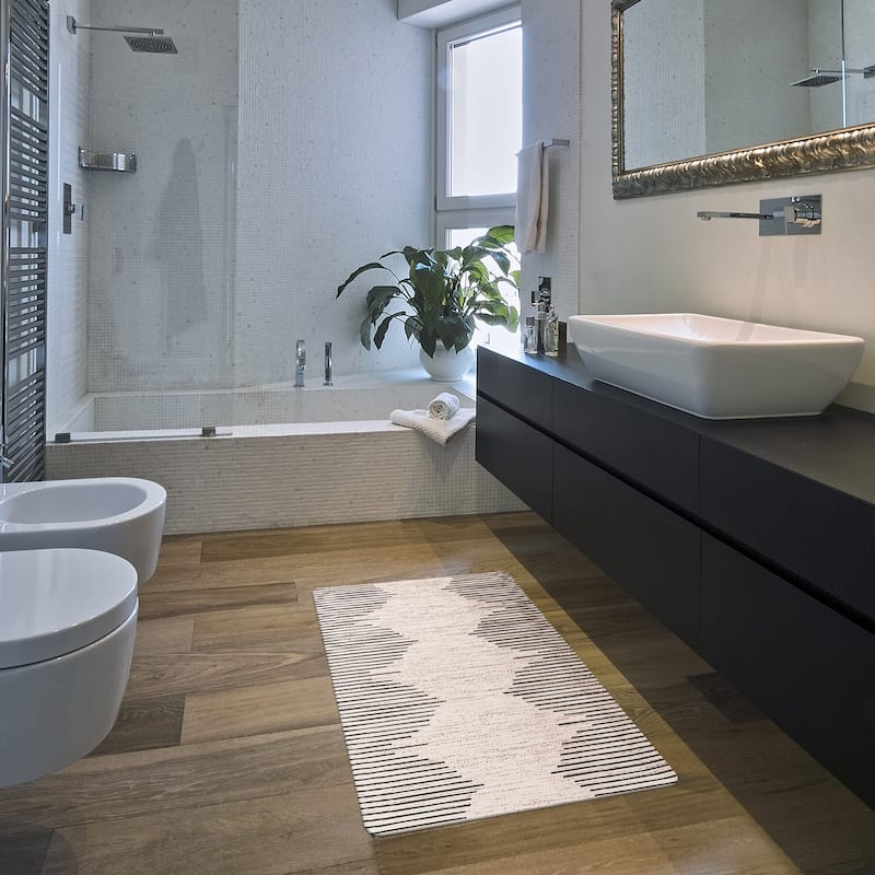 Bohemian Stripe Cushioned Anti Fatigue Standing Mat Ergonomic, Non-Slip, Perfect for Kitchen, Office, and Laundry Room