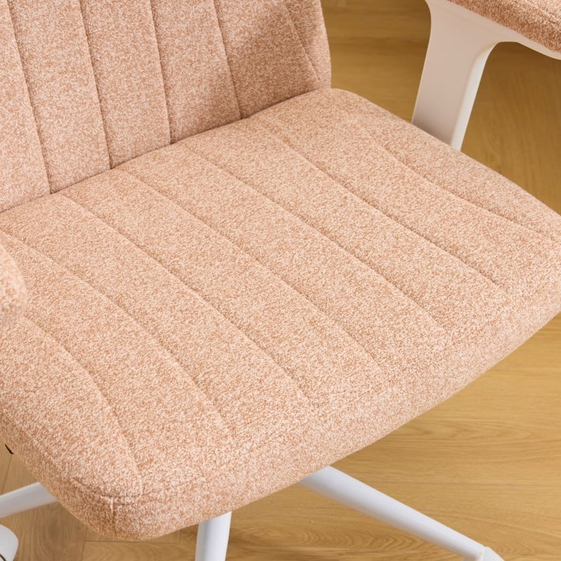 Chenille Swivel Chair With Adjustable Flip-Up Arms For Cross-Legged