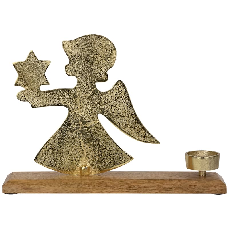 Angel with Star Metal Christmas Tealight Candle Holder - 12"