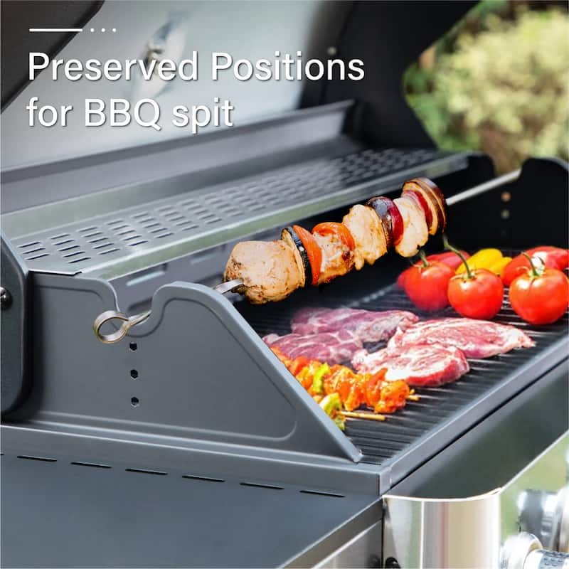 6-Burner Propane Gas BBQ Grill with Side Burner, 65,800 BTU, Porcelain Grates, 665 SQ.IN. Cooking Area, Stainless Steel