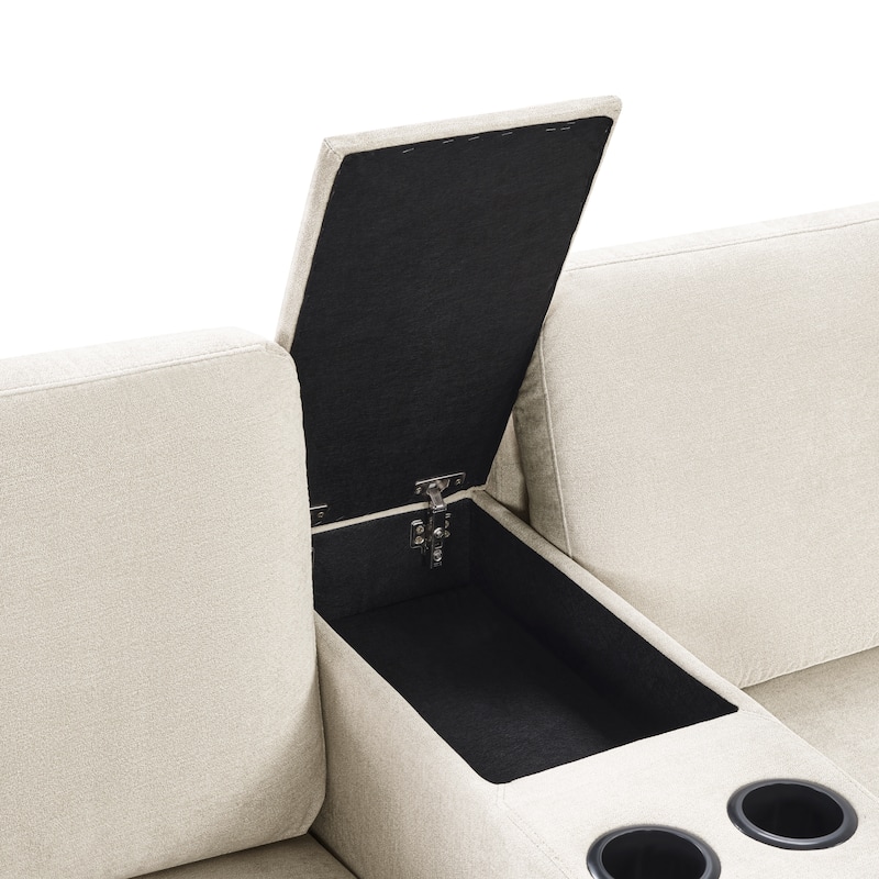 GDFStudio - 134" Modular Chenille U-Shape 5-Seat Sectional Sofa with Storage