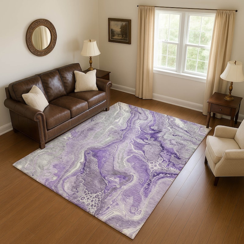 Premium Washable Super Soft Modern Glam Mayfield Rug - Purple - 5' x 7'6"
