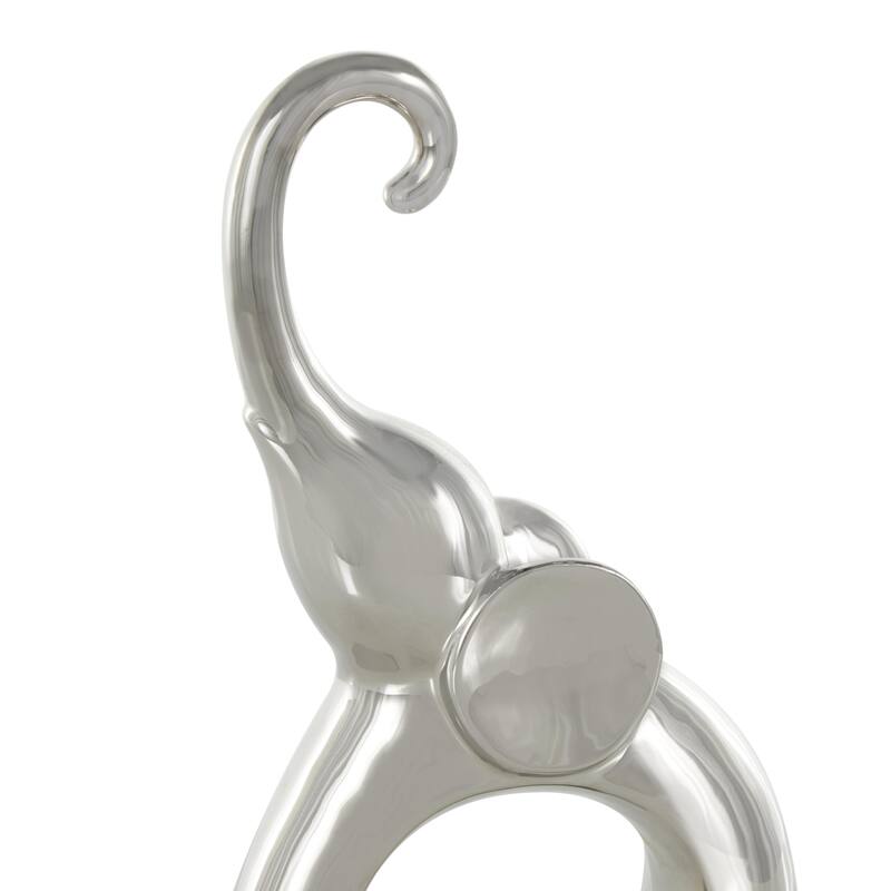 Silver or Gold Ceramic Abstract Arched Cutout Elephant Decorative Sculpture (Set of 2)