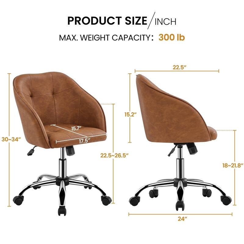 Yaheetech Desk Chair for Home Office, Height Adjustable 360°Swivel Computer Chair