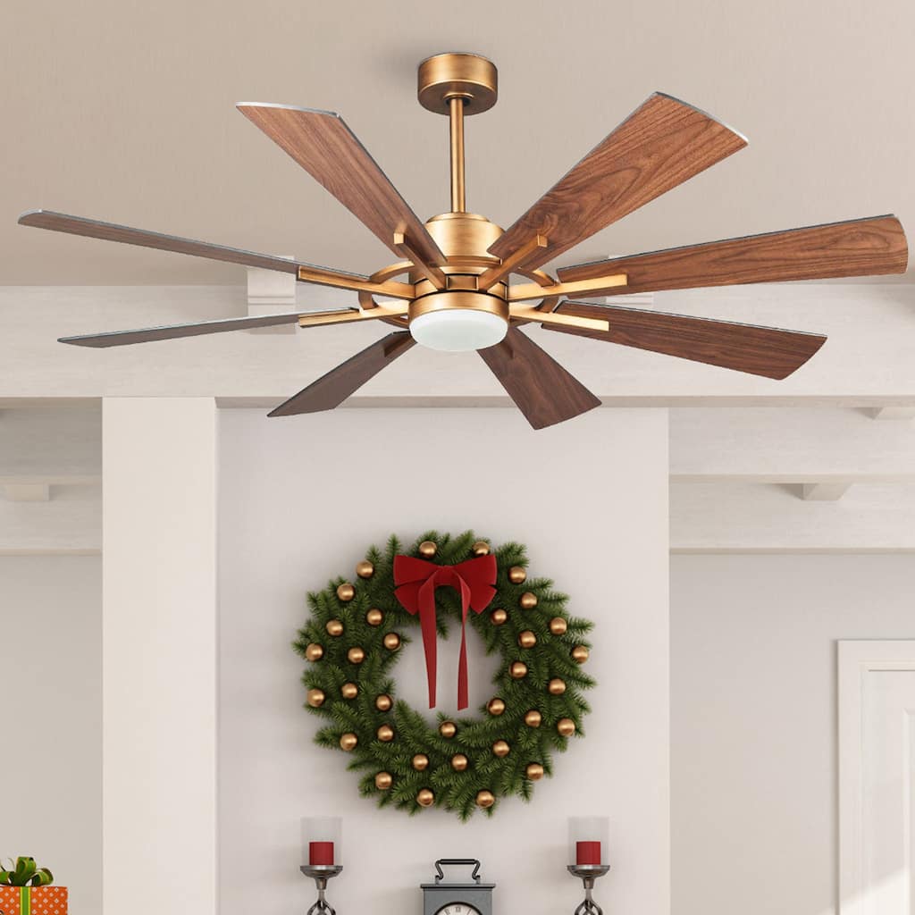 60" Antique Brass Farmhouse Windmill Ceiling Fan with Light and Remote