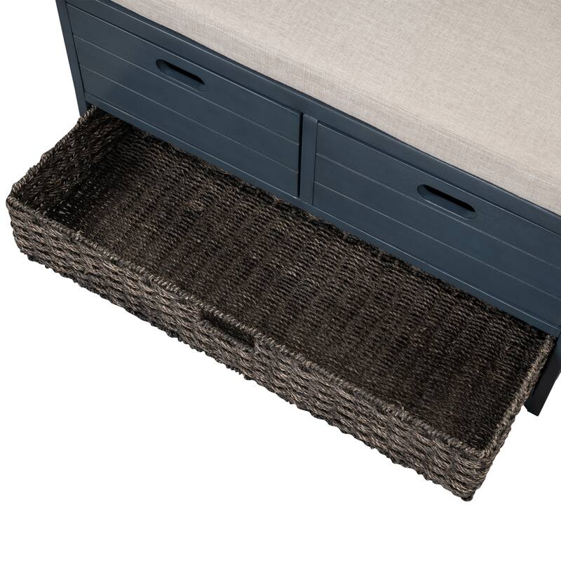 Storage Bench with Removable Basket and Drawers