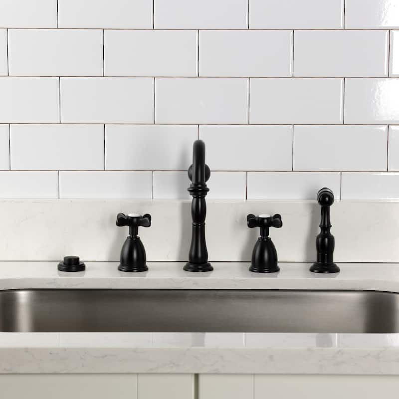 Kingston Brass Heritage Cross Kitchen Faucet with Side Spayer