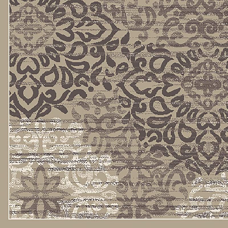 Admire Home Living Plaza Modern Abstract Damask Pattern Area Rug