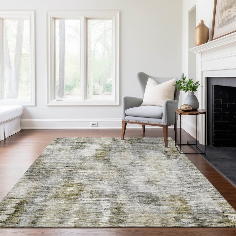 Machine Washable Indoor/ Outdoor Chantille Solid Abstract Rug