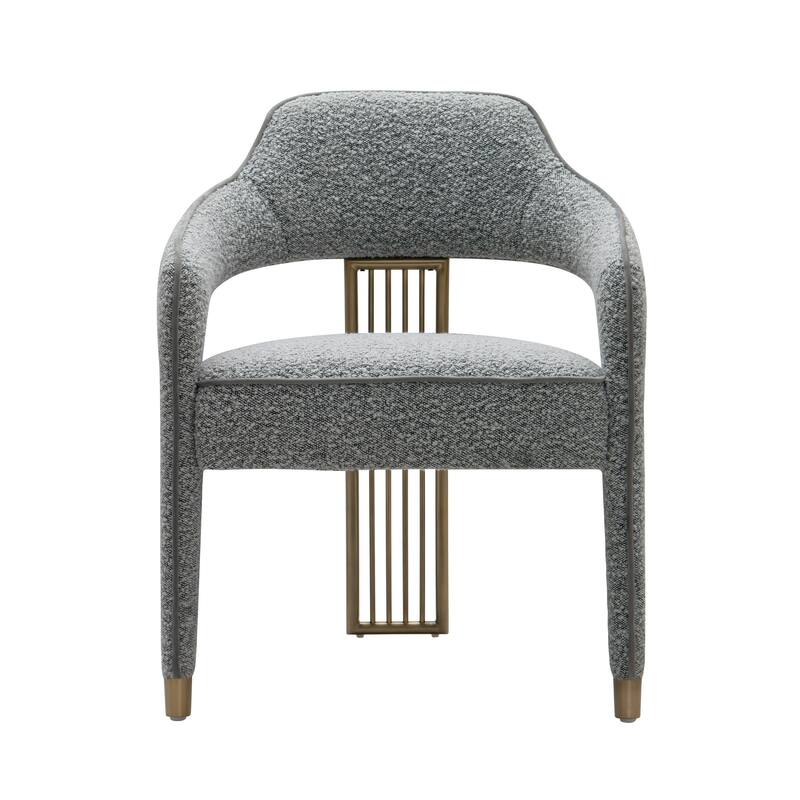 Cid Sima 25 Inch Dining Armchair, Gray Polyester, Stainless Steel Legs