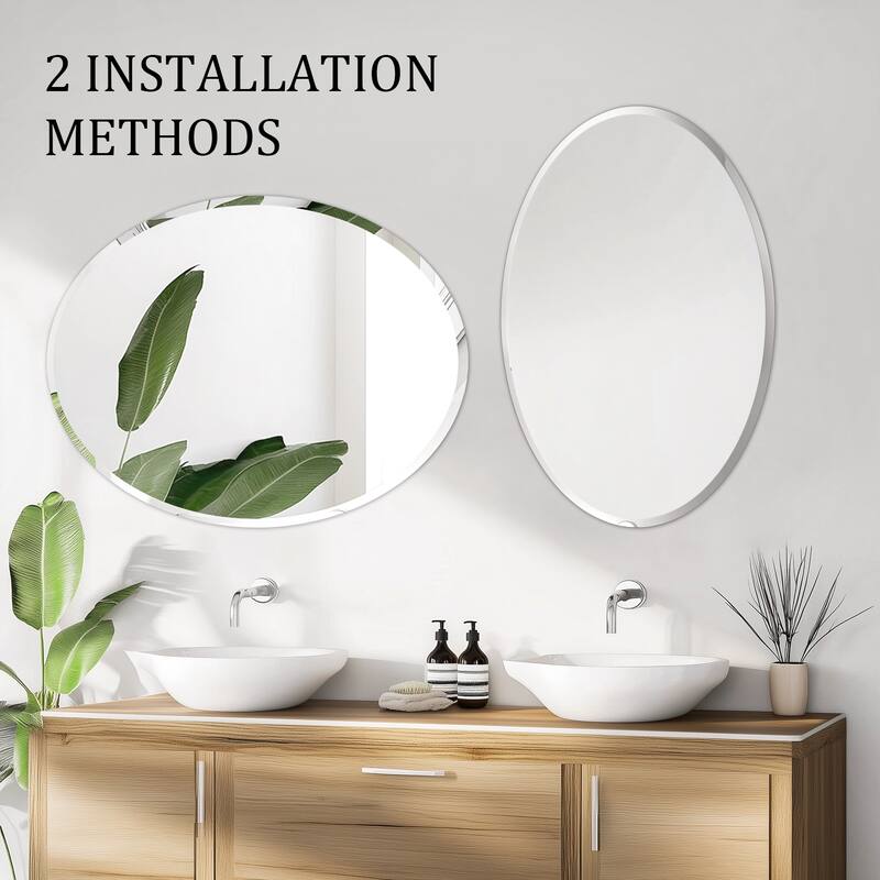 Frameless Bathroom Mirror Wall Mounted Modern Stylish Design with Contemporary Bevelled Edges