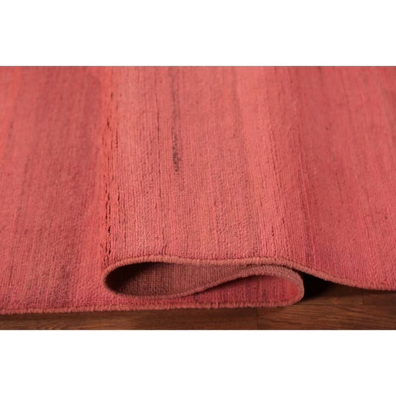 Modern Gabbeh Oriental Area Rug Hand-Knotted Pink Wool Carpet - 6'10" x 9'9"