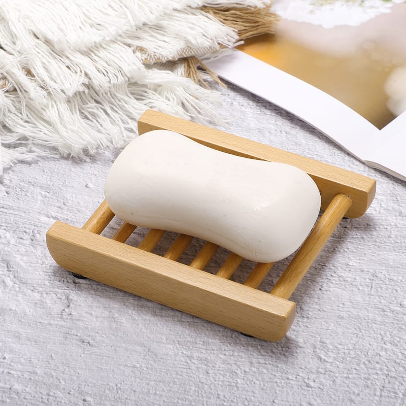 Portable Square Soap Dish for Bathroom for Kitchen 4.61"x3.62"x0.83" Brown 1 Pc