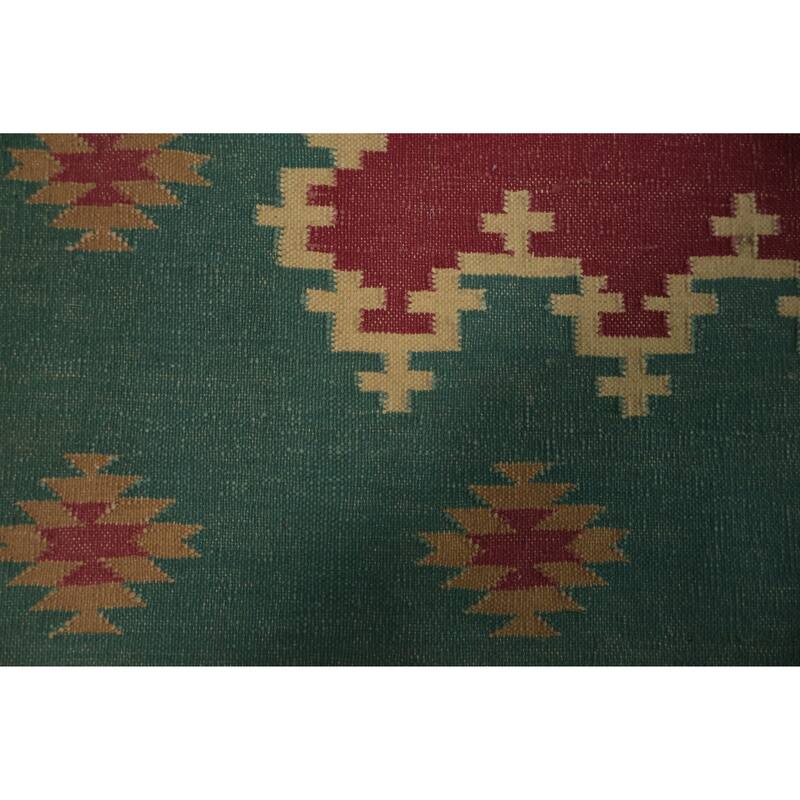 Hand Woven Oriental 100% Wool Carpet Southwestern Geometric Pink Kilim Area Rug - 5' 11'' X 4' 0''