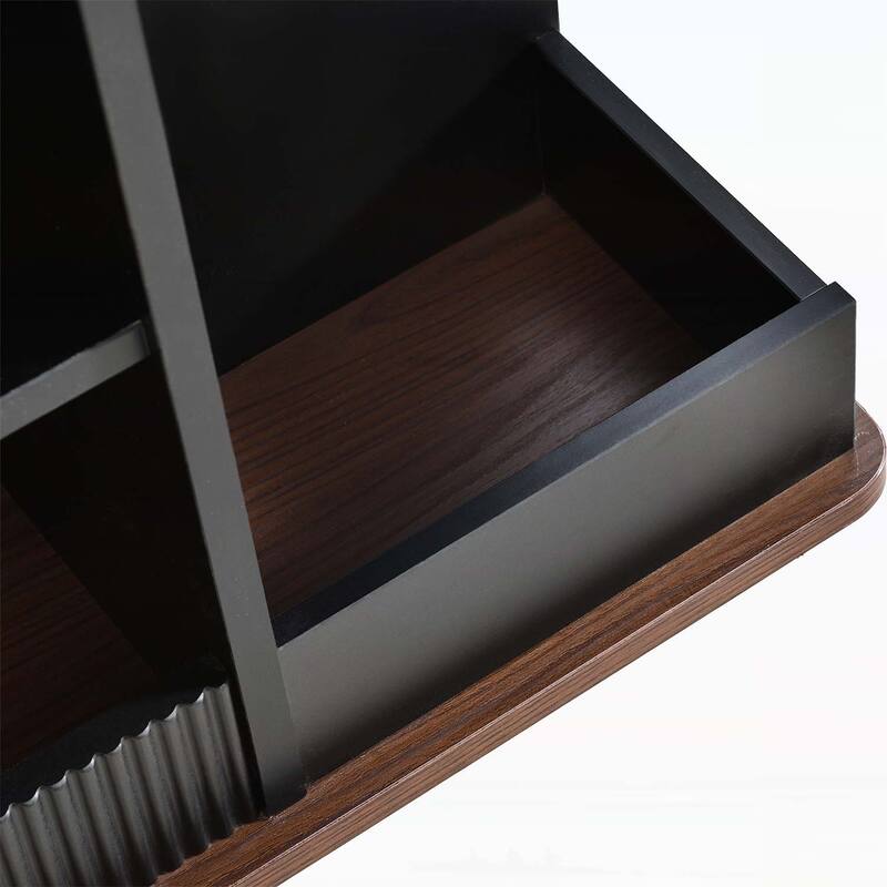 Modern Multifunctional Sofa Side Table with Lift-Top,360° Rotating Top and Storage Space for Living Room