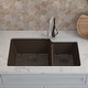 preview thumbnail 3 of 8, 32"x19" Quartz Granite Kitchen Sink, 60/40 Double Bowl Drop-in - 19x32