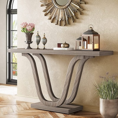 Farmhouse Console Table, 55 Inch Wood Sofa Table Entryway Table