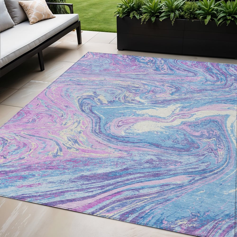 HomeRoots Abstract Transitional Rectangle Outdoor Rug