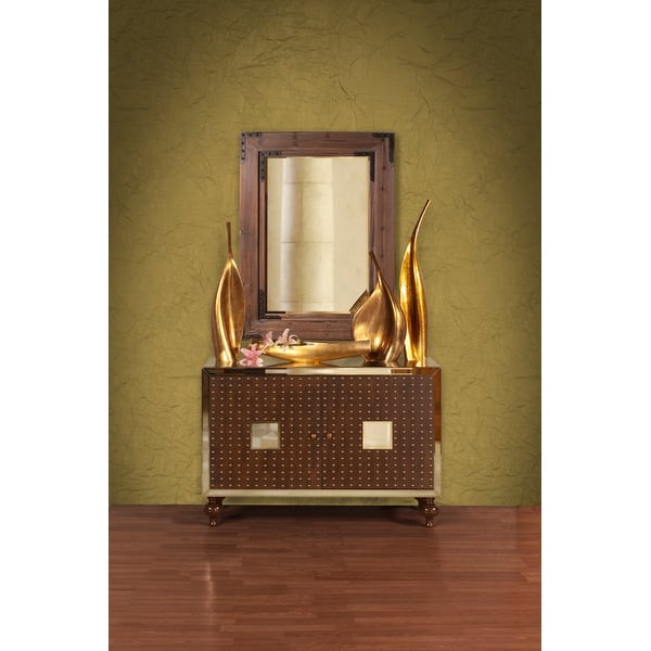 slide 2 of 8, Allan Andrews Rectangular Wood Framed Wall Mirror with Black Iron Accents - 46.5"H x 34.75"W