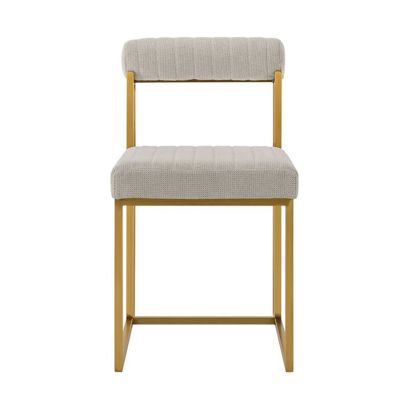 Kai Anastasia 5 Piece Rectangular Glass Dining Table Set with Metal Frame and Upholstered Chairs