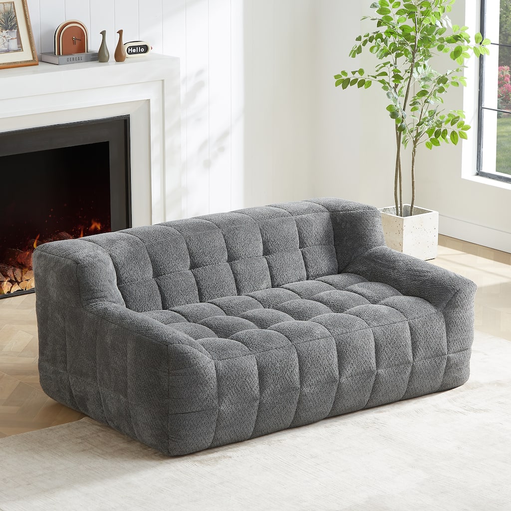 Full Compression Grey Lychee Velvet Sofa