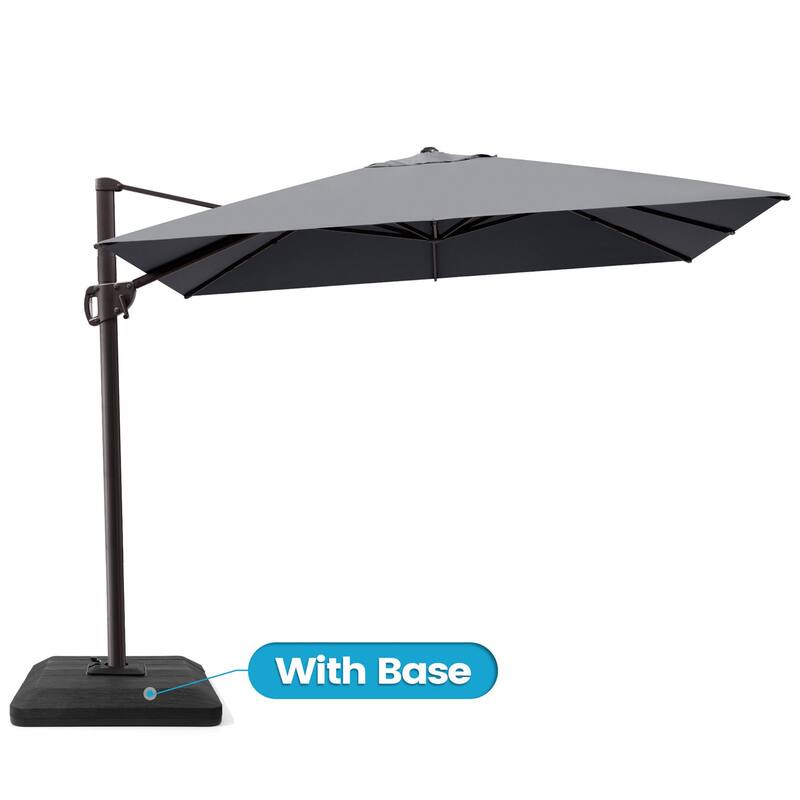 9 x 10.5 FT Outdoor Patio Umbrella Cantilever-Offset Umbrella with 4-Piece Fillable Weighted Base
