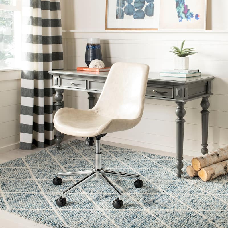 SAFAVIEH Mireya Brown/ Chrome Swivel Office Chair - 22Wx26Dx32H