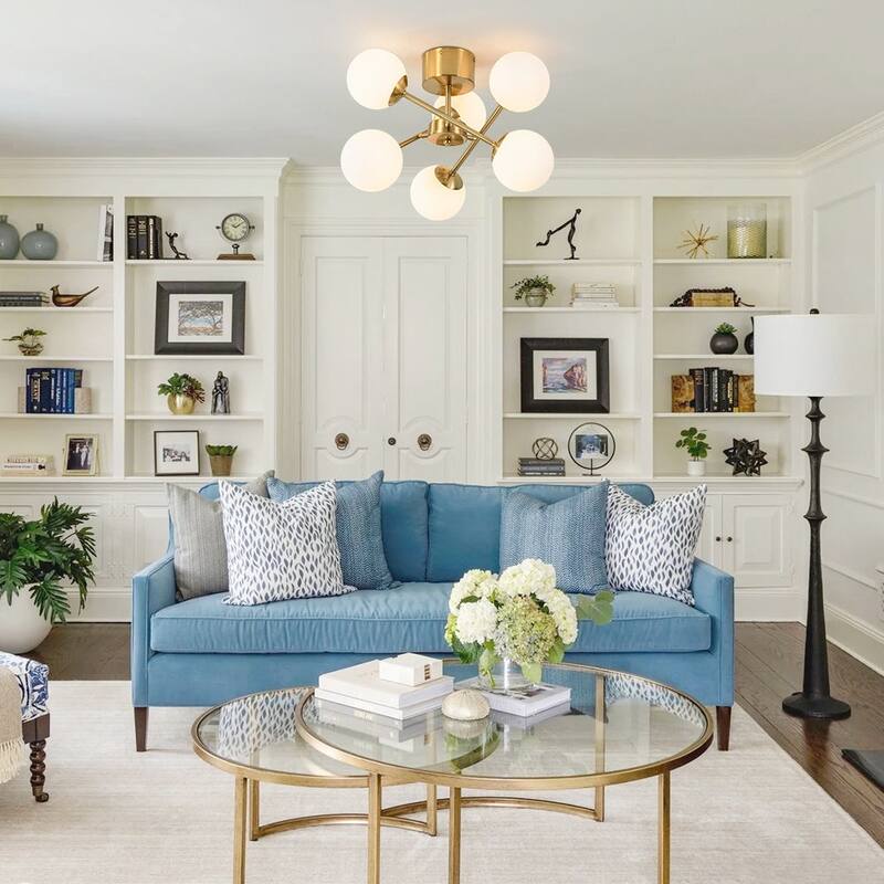 6-Light Milky White Glass Globe Sputnik Bubble Semi Flush Mount